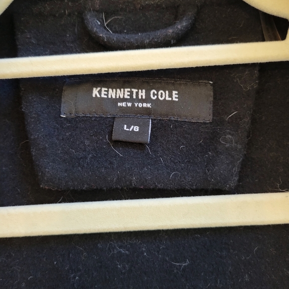 Kenneth Cole Black Wool Coat Sweater Sleeves, Snap Button Up - Picture 8 of 10